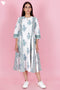 Cambric Cotton Dress  In Floral Block Print